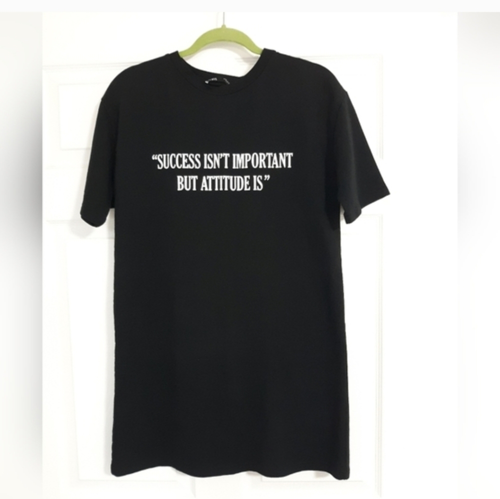 Zara Black Graphic T-Shirt Success Quote